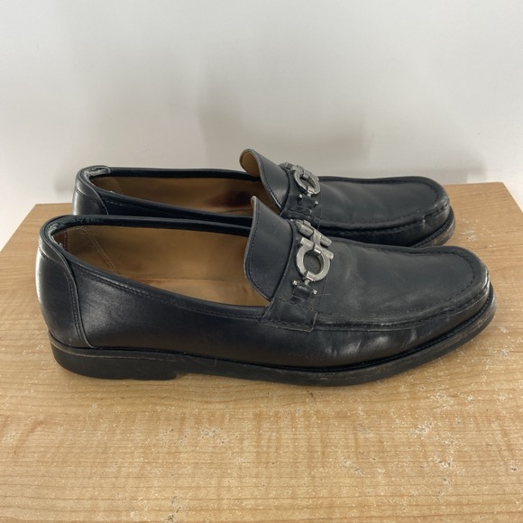 Salvatore Ferragamo Men's 'Diego' Black Leather Horsebit Loafers US Size 11.5